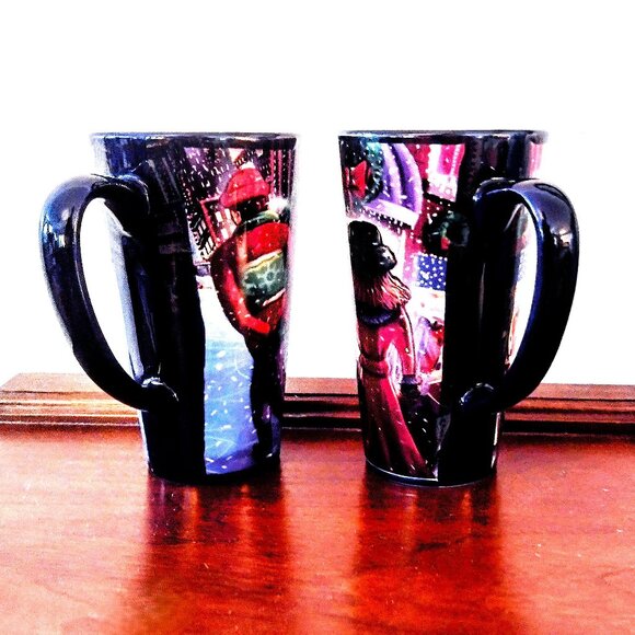 DesignPac Inc. 6" Tall Winter Holiday Coffee Mugs ~ Dark Blue ~ Set of 2 ~  EUC - Picture 3 of 14